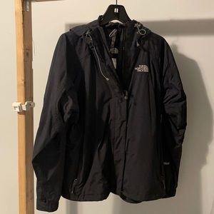 north face black hyvent raincoat